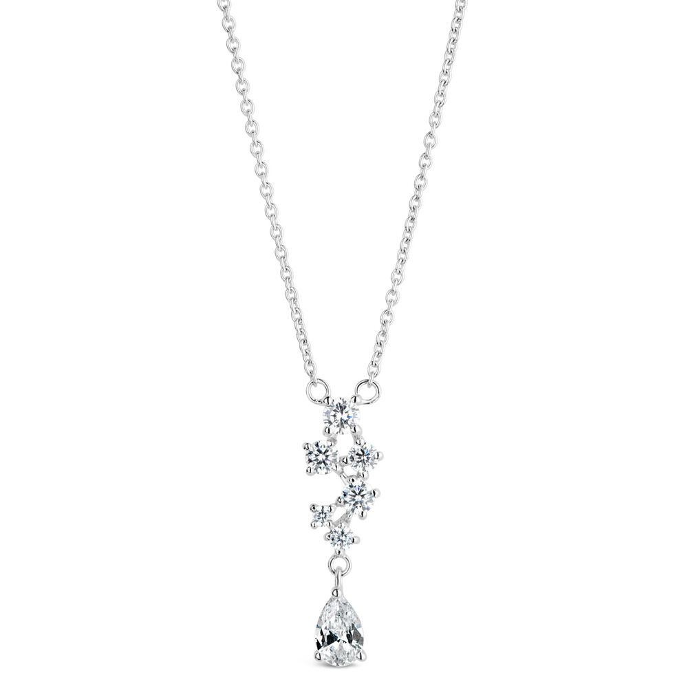 Sterling Silver Cubic Zirconia Scatter & Drop Necklet