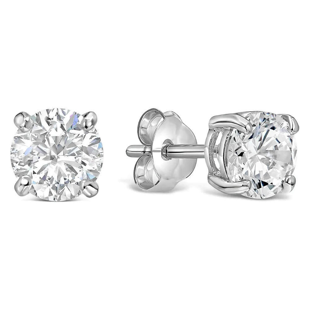 Sterling Silver Cubic Zirconia Medium Claw Stud Earrings image number 2