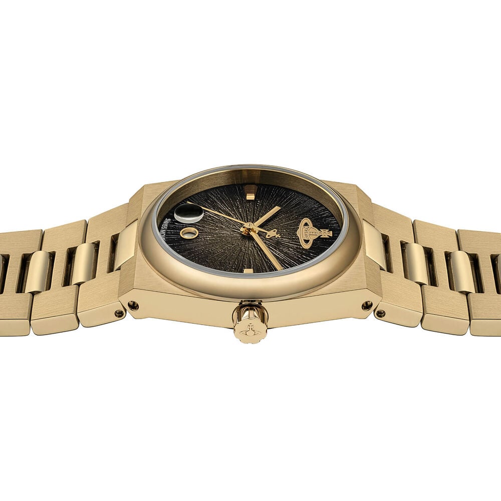 Vivienne Westwood The Hoxton 28mm Black Dial Gold Steel Bracelet Watch image number 3