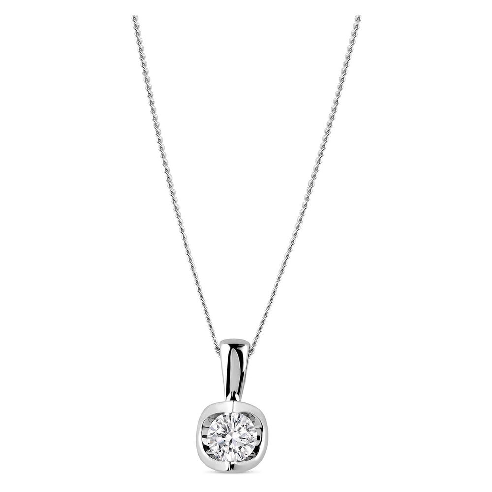 9ct White Gold 0.30ct Diamond Mirror Setting Pendant image number 0