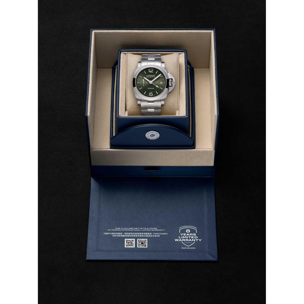 Panerai Luminor Quaranta BiTempo 40mm Green Dial Steel Bracelet Watch image number 5