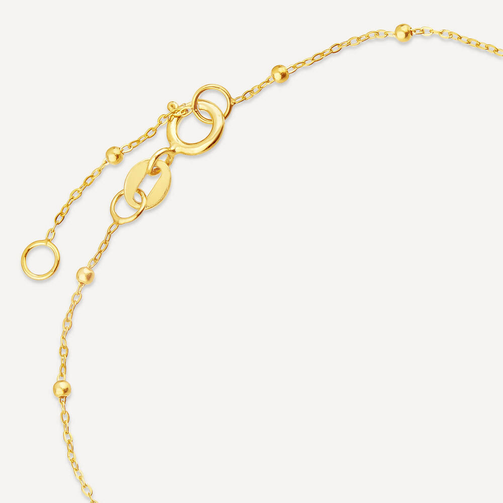 9ct Yellow Gold Peach Chalcedony Pebble Beaded Bracelet image number 3