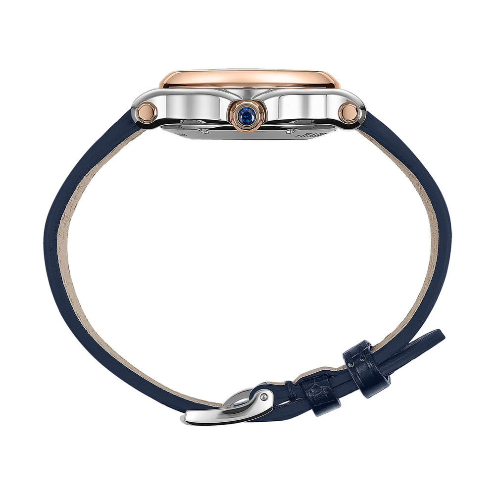 Chopard Happy Sport Sun, Moon and Stars 30mm Blue Dial 0.33ct Diamonds Leather Strap Watch image number 3
