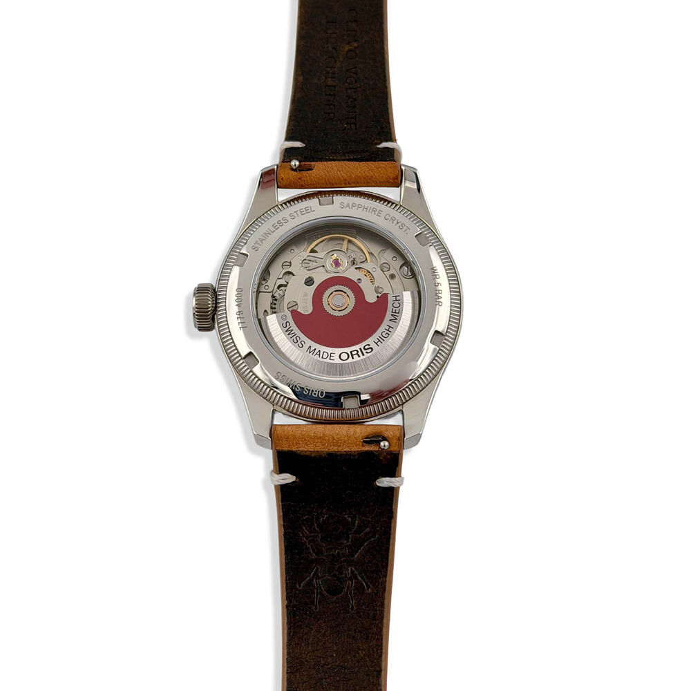 Pre-Owned Oris Big Crown 38mm Green Dial Steel Case Tan Strap Watch