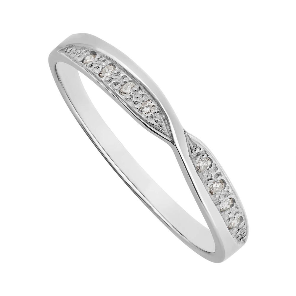 Ladies' 18ct white gold diamond shaped crossover wedding ring