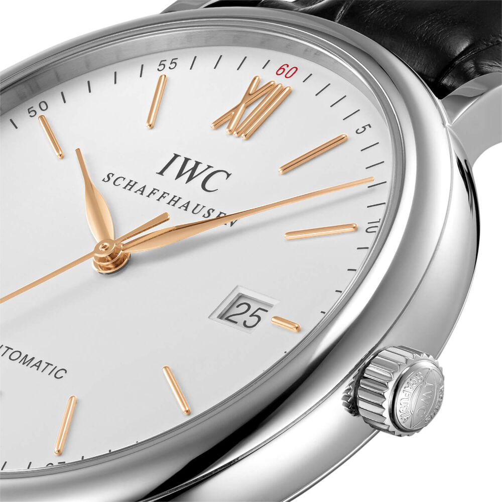 IWC Schaffhausen Portofino Automatic White Dial Black Strap Watch image number 2