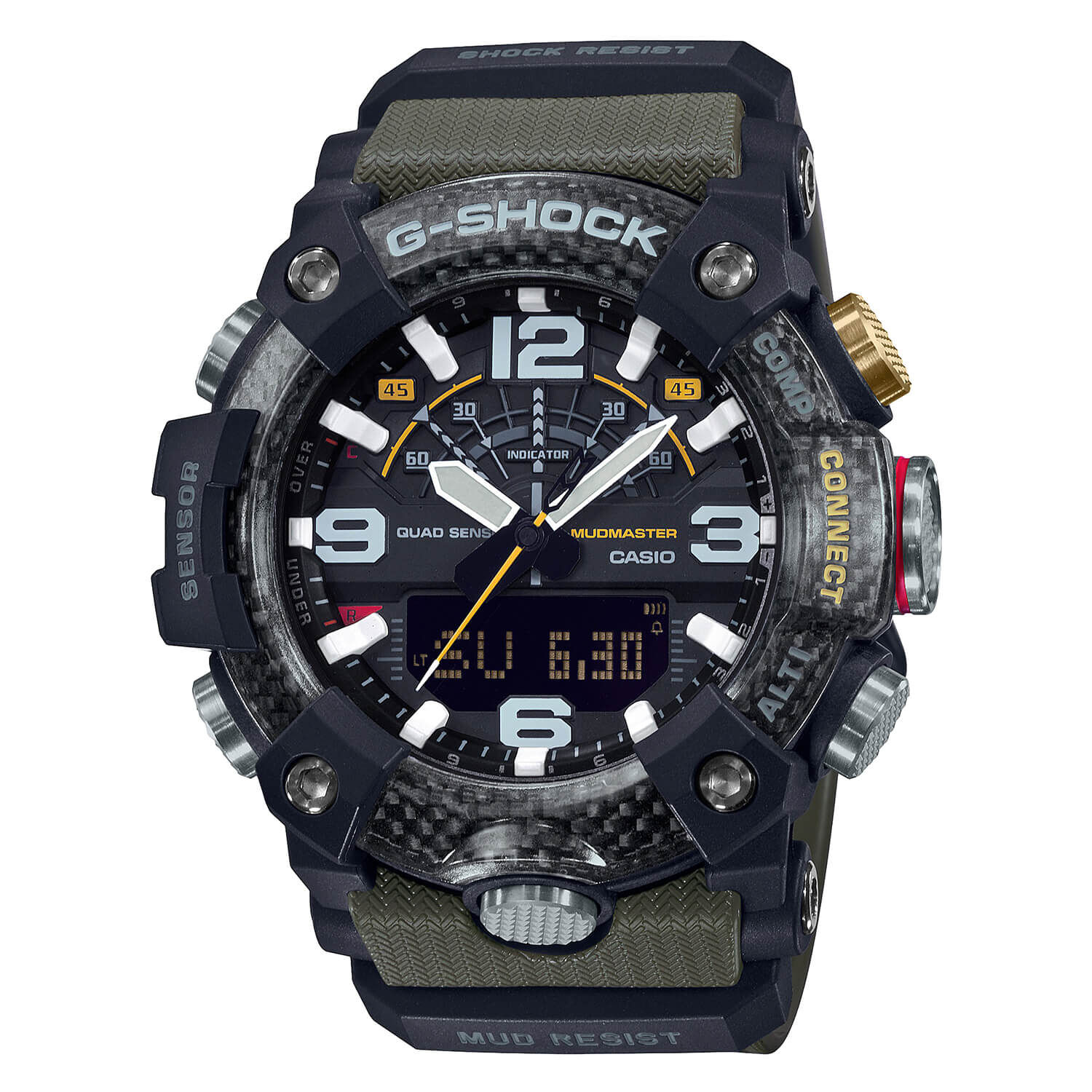 Casio G Shock Mudmaster Carbon Case Multi Green Strap Watch