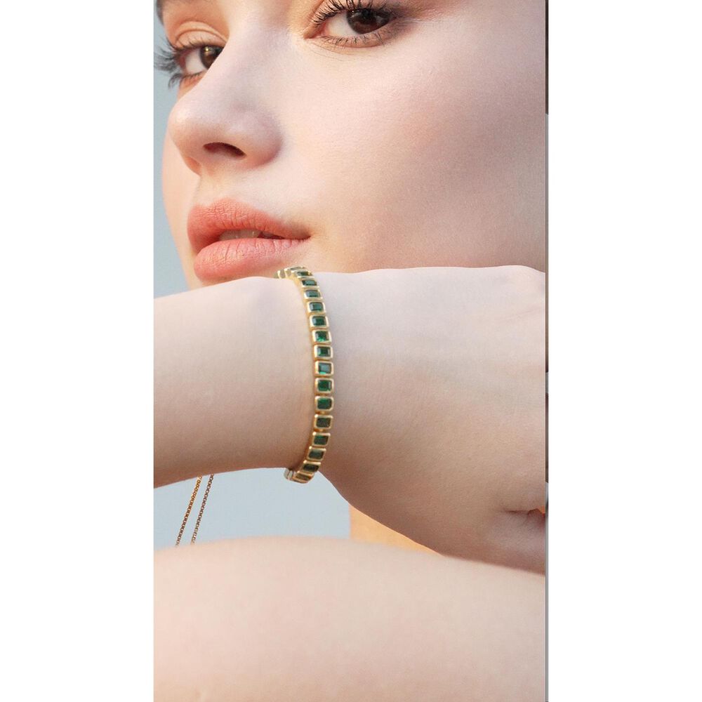 CARAT* London Cassidy Emerald Yellow Gold Vermeil Adjustable Bracelet image number 4