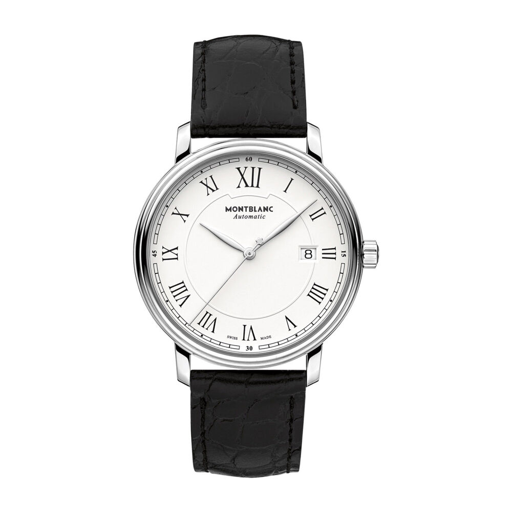 Montblanc Tradition White Dial Black Leather Strap Men's Watch image number 0