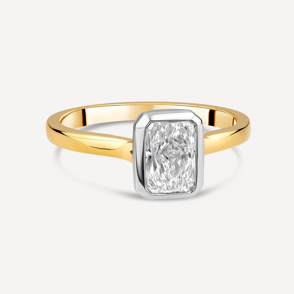 Born 18ct Yellow Gold 1.50ct Lab Grown Diamond Radiant Bezel Set Solitaire Ring image number 2