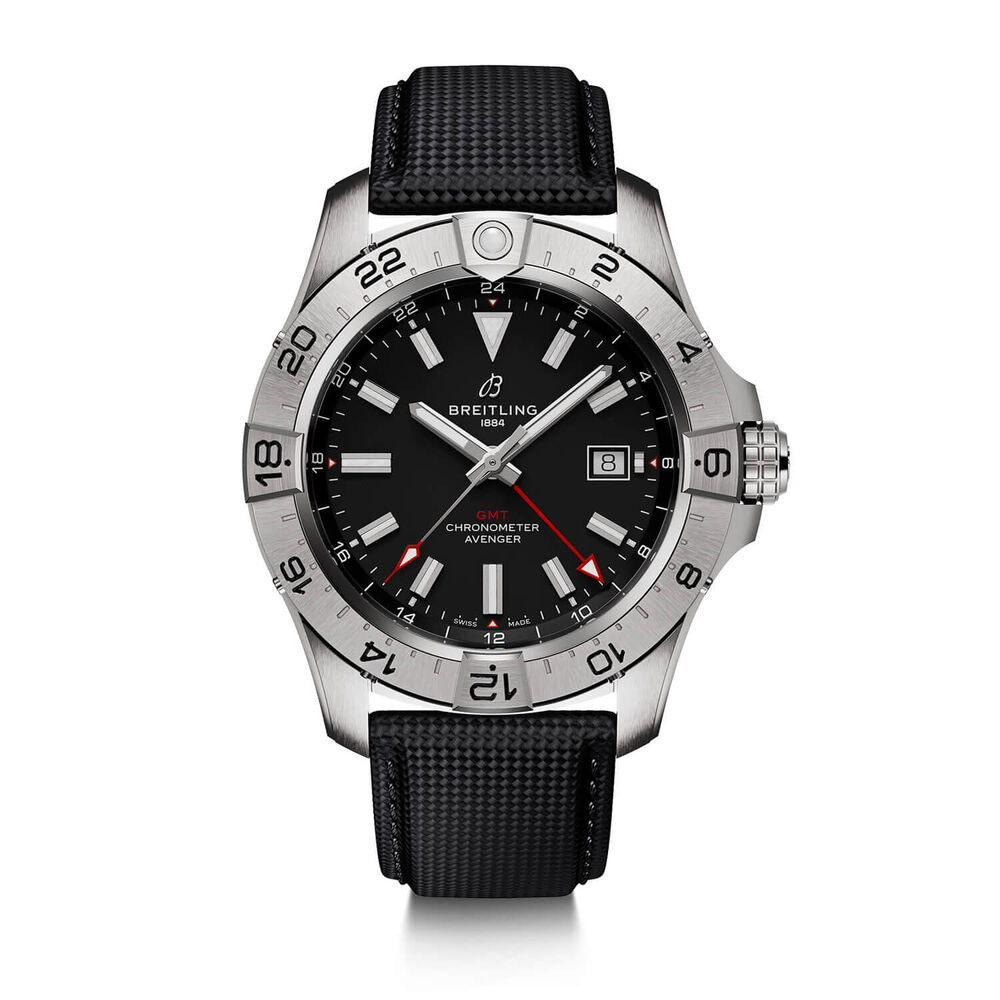 Breitling Avenger Automatic GMT 44mm Black Dial & Black Leather Strap Watch image number 0