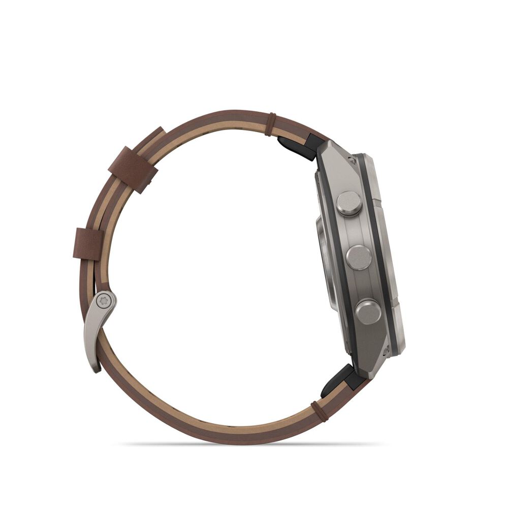 Garmin fenix 9 Pro 47mm Titanium Walnut Leather Strap Watch