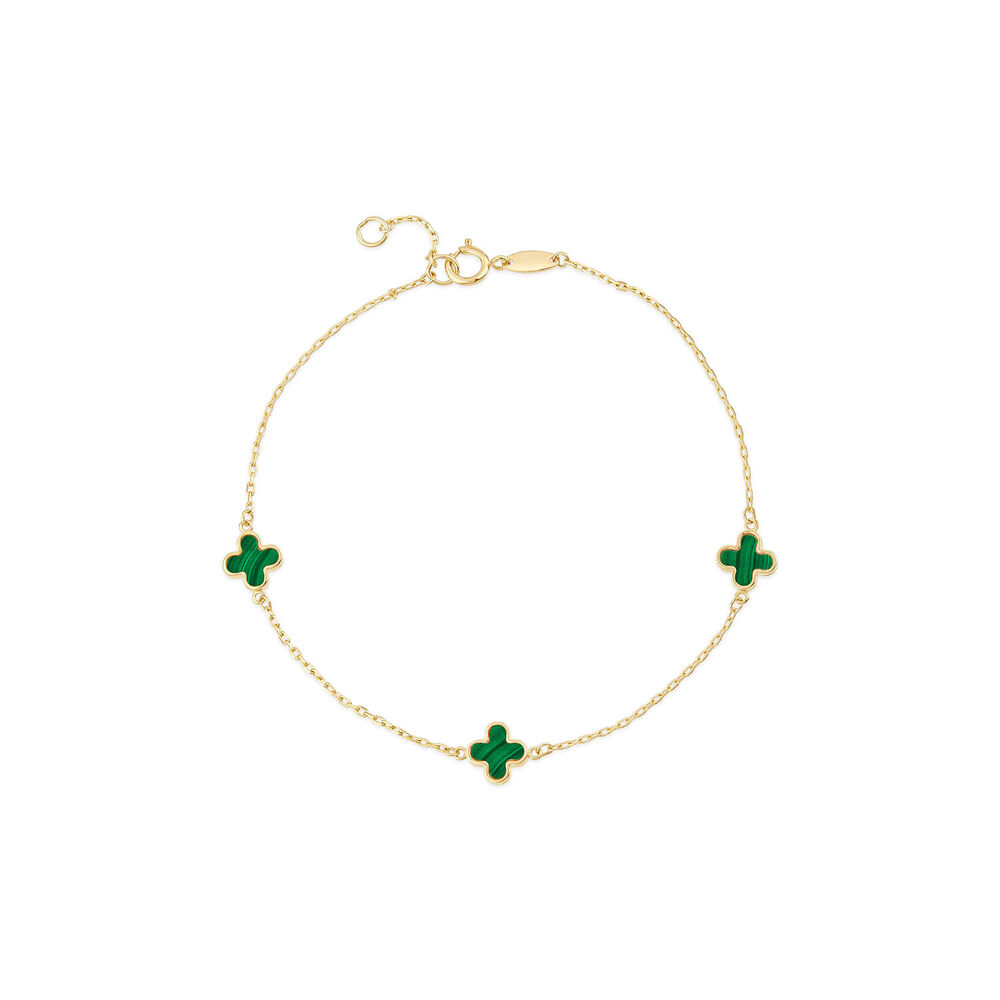 9ct Yellow Gold Malachite Petal Bracelet image number 0