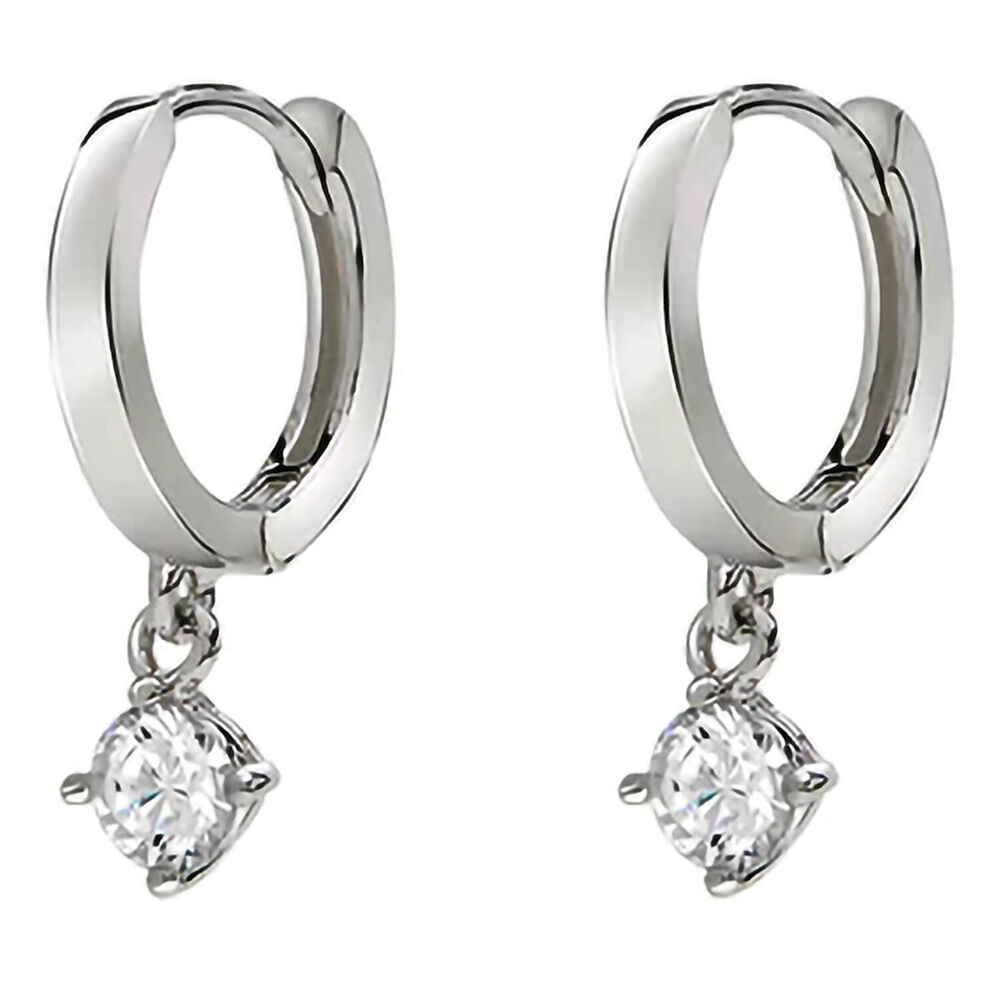 CARAT* London Tilda White Gold Plated Cubic Zirconia Hoop Earrings