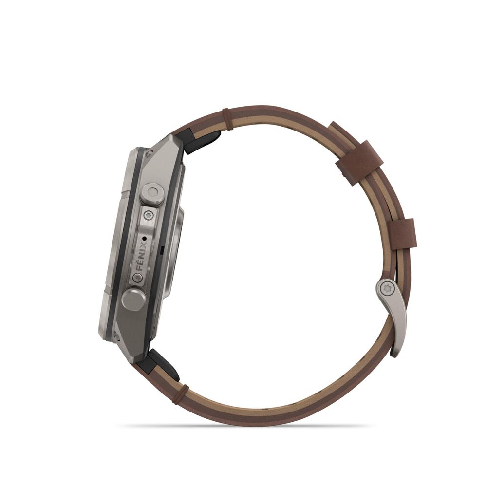 Garmin fenix 9 Pro 47mm Titanium Walnut Leather Strap Watch