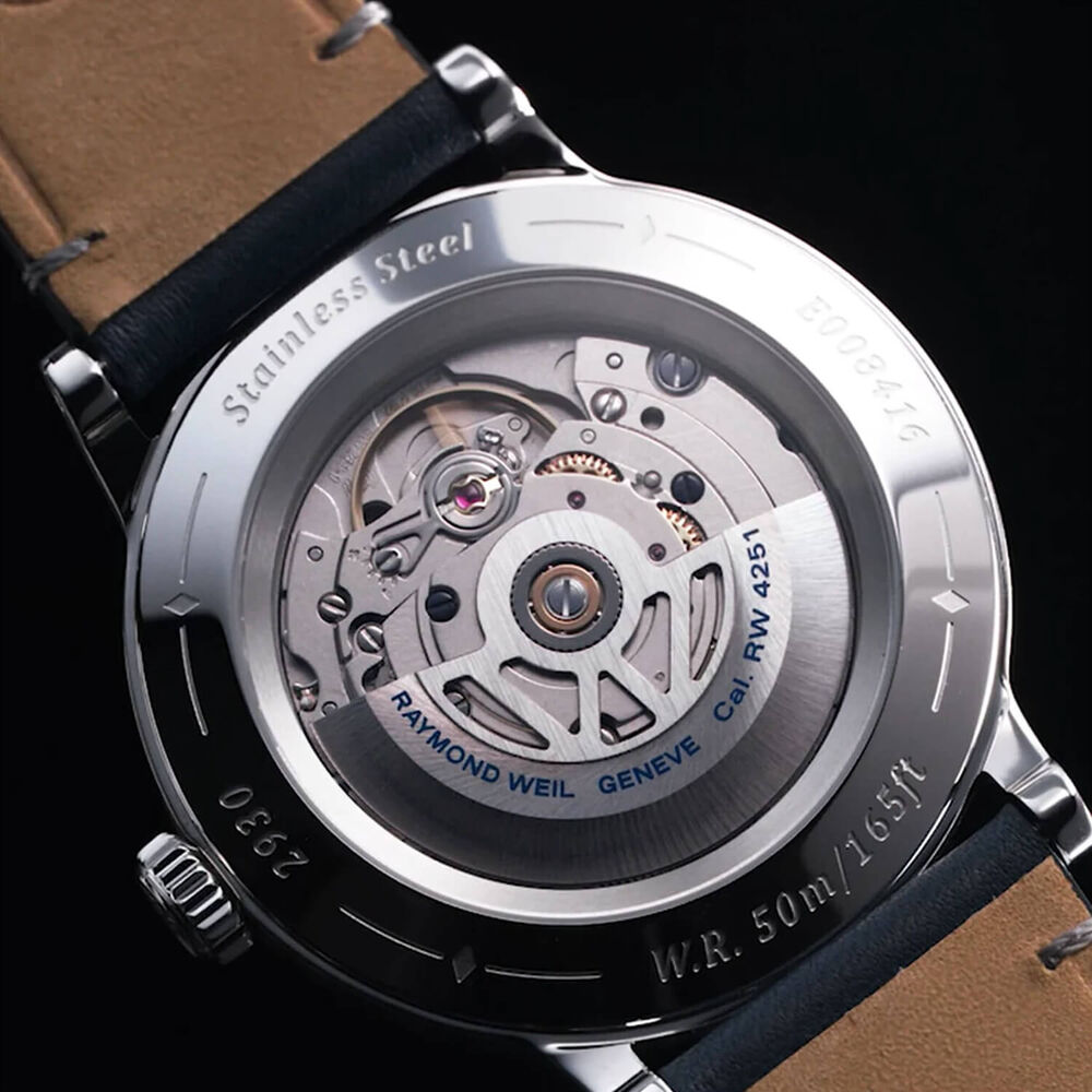 Raymond Weil Millesime 39.5mm Denim Blue Dial Leather Strap Watch image number 7
