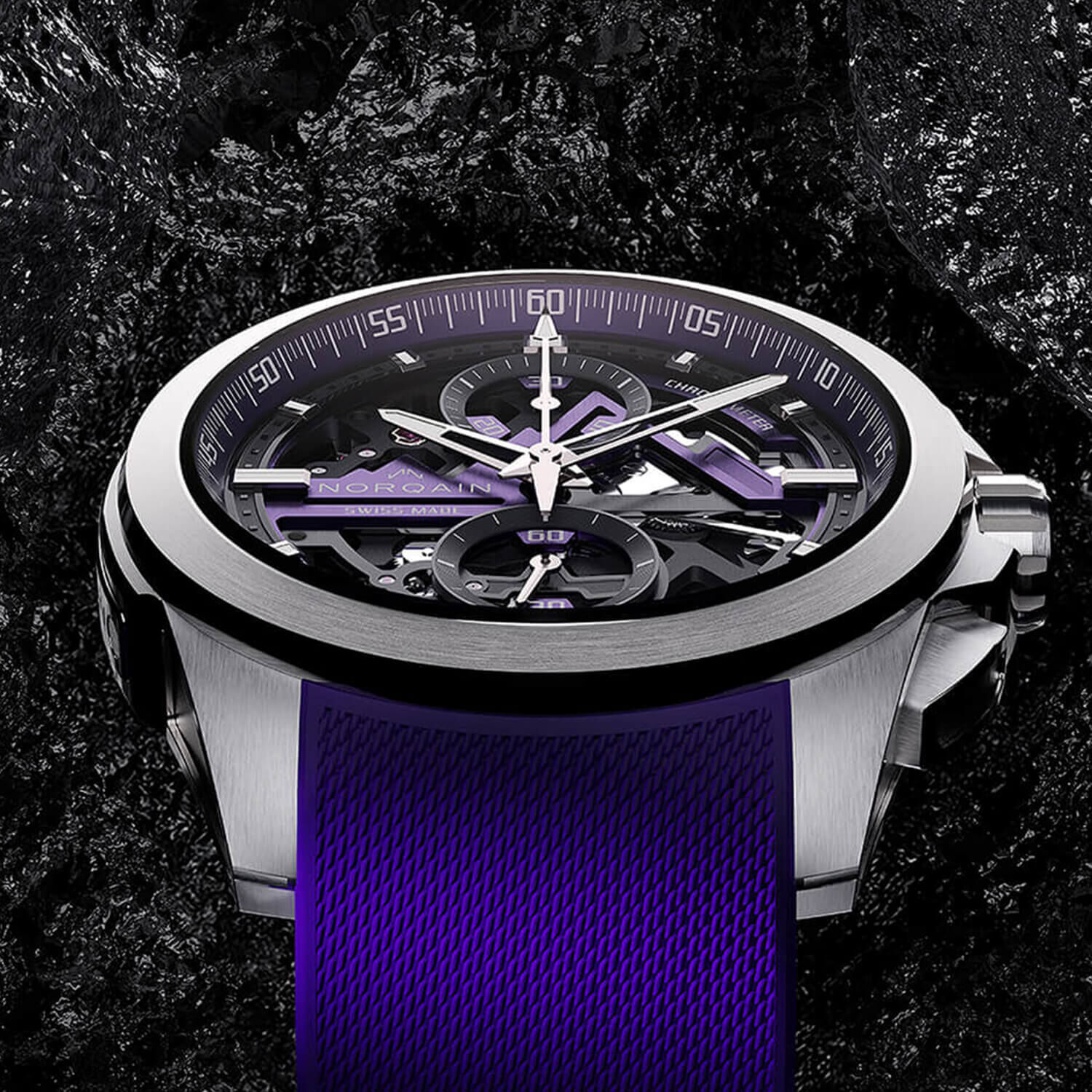 Norqain Independence Skeleton Chrono Titanium Purple Watch