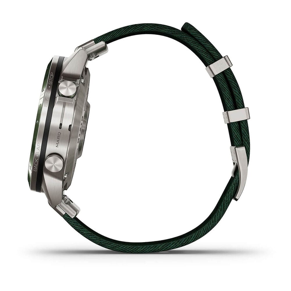Garmin MARQ® Golfer (Gen 2) 46mm Titanium Case Green Ceramic Bezel Strap Watch image number 5