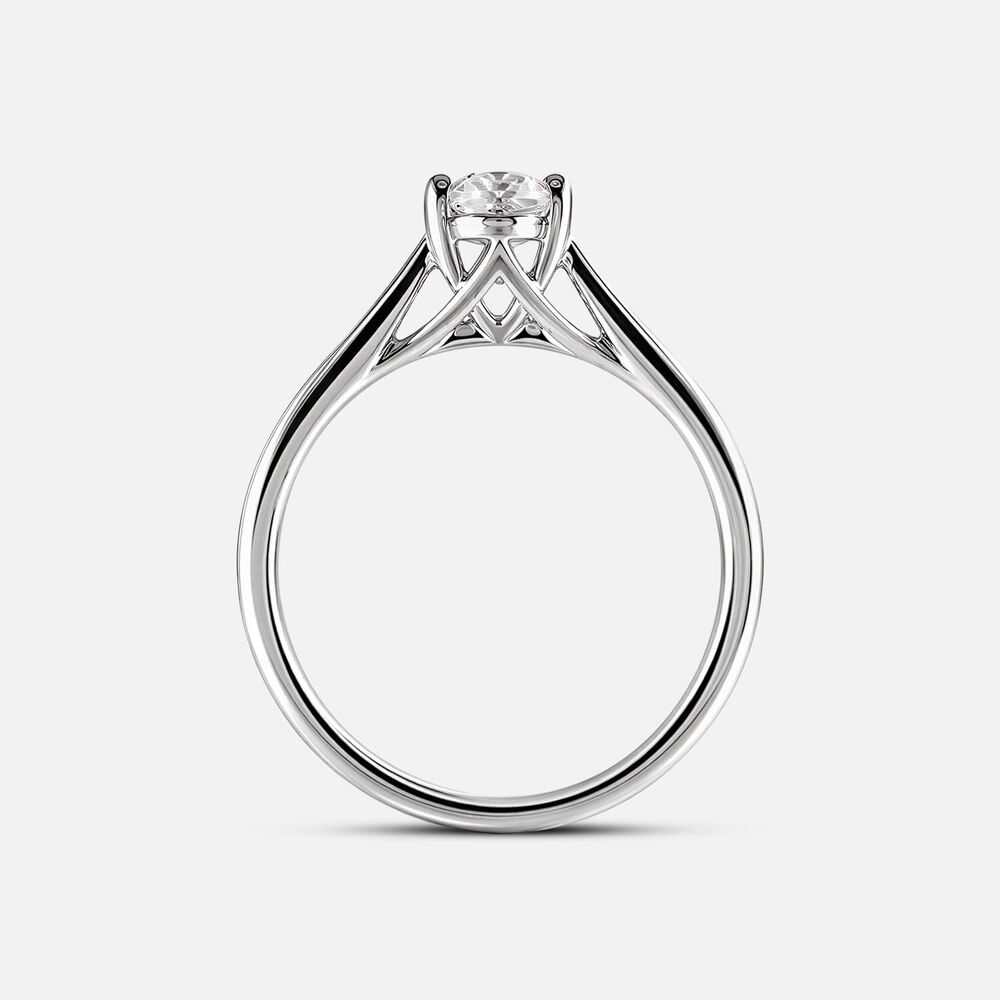 Floral Platinum 0.50ct Oval Diamond Solitaire Ring