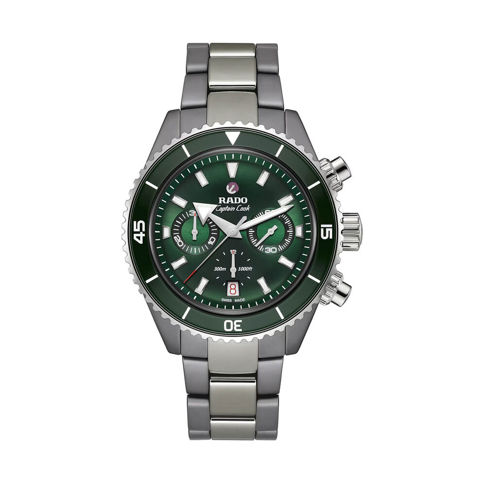Rado Captain Cook High-Tech Ceramic Automatic Chronograph 43mm Green Dial Bracelet Watch image number 0