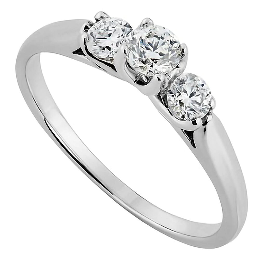 18ct white gold 0.50 carat diamond three stone ring image number 0