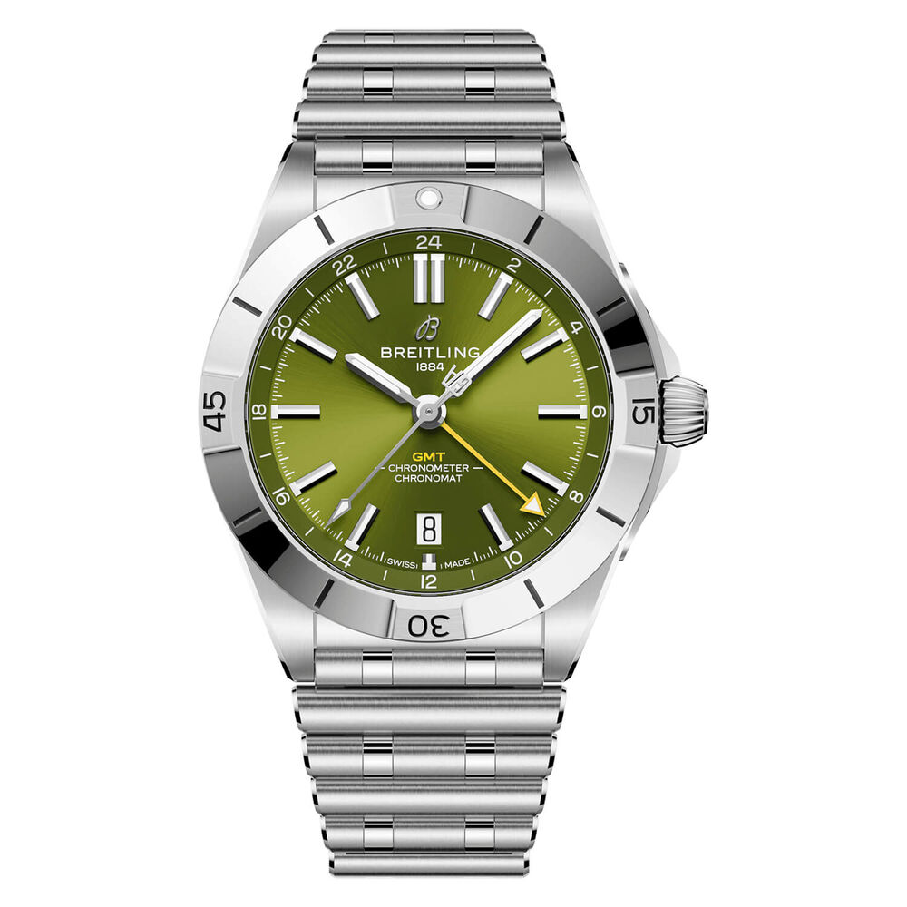 Breitling Chronomat Automatic GMT Giannis Antetokounmpo 40mm Green Dial Steel Bracelet Watch image number 0