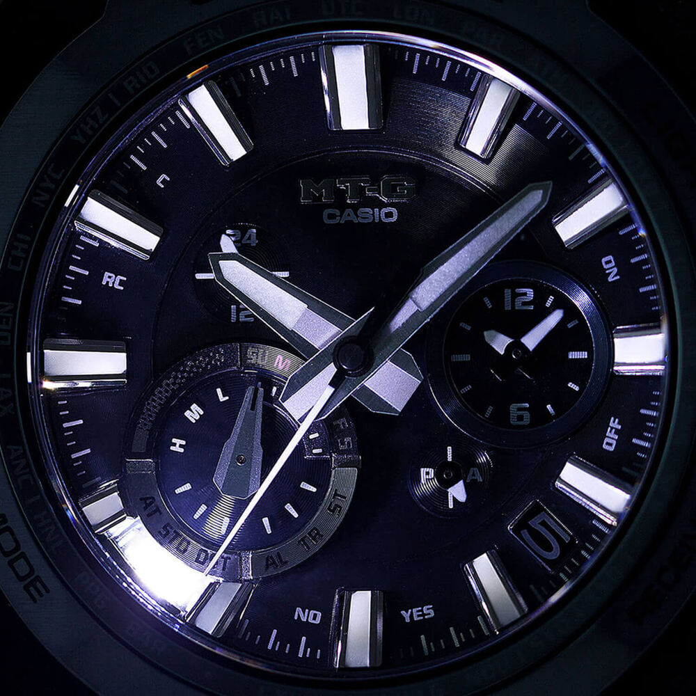 G-SHOCK MT-G 56.6mm Black Dial Blue Ion Plated Bezel Resin Strap Watch image number 5