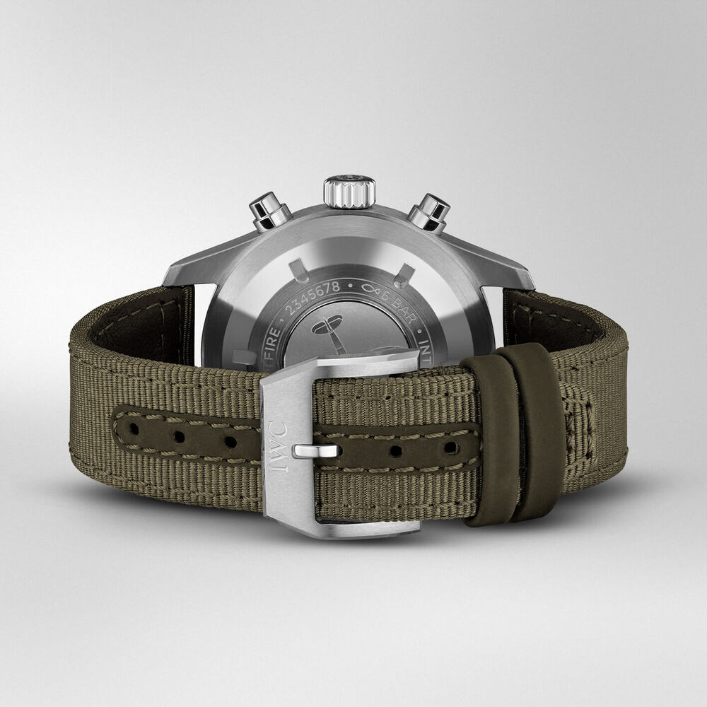 IWC Schaffhausen Pilot's Watch Chronograph Spitfire Black Dial Green Strap Watch image number 5