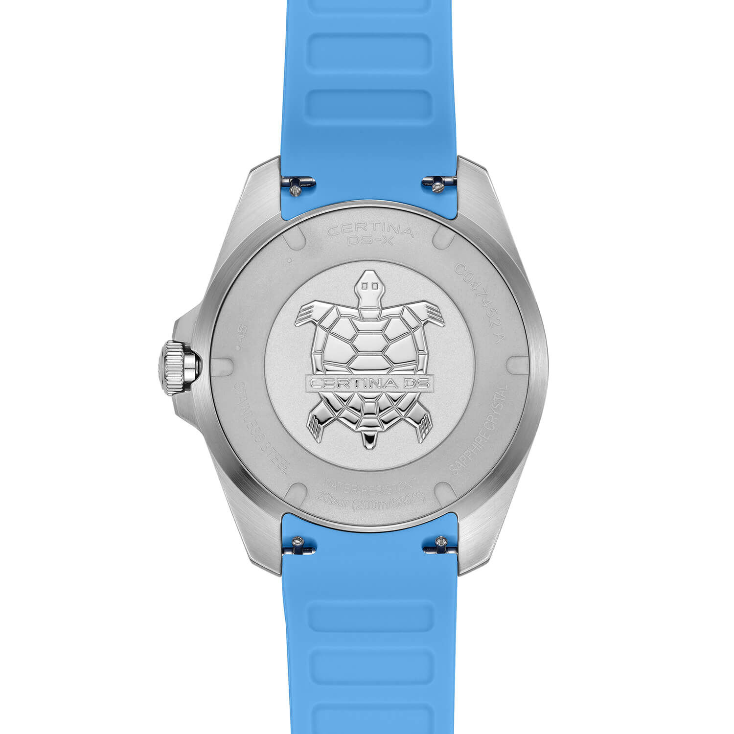 Certina DS-X GMT 41mm White Dial Turqoise Rubber Strap Watch