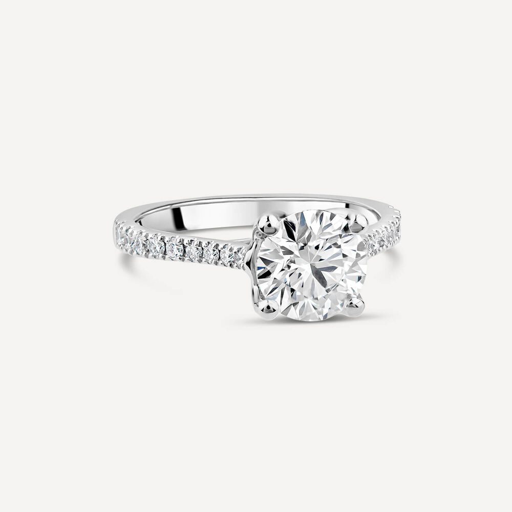 Born Platinum Lab Grown 1.70ct Round Brilliant Solitaire & Diamond Sides Ring image number 2