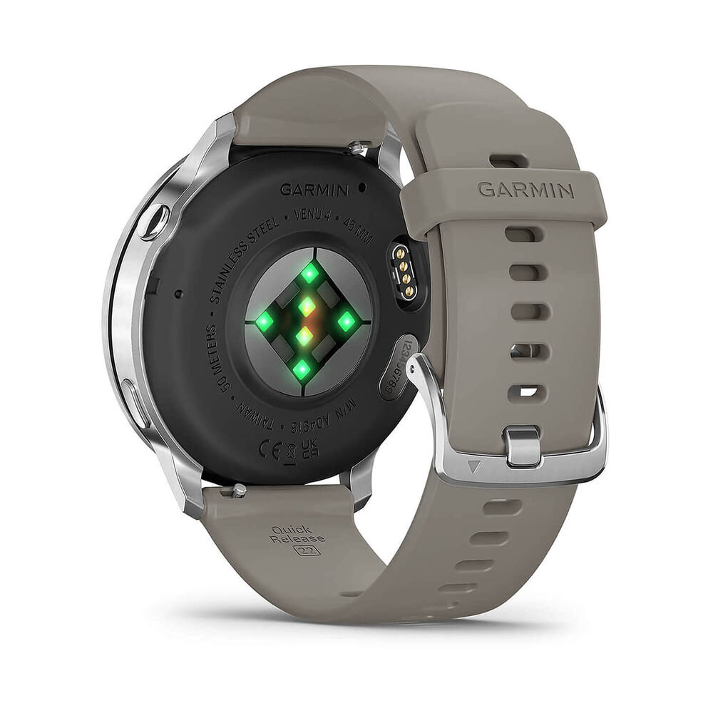 Garmin Venu 4 45mm Silver Bezel Silver Grey Silicone Strap Watch image number 5