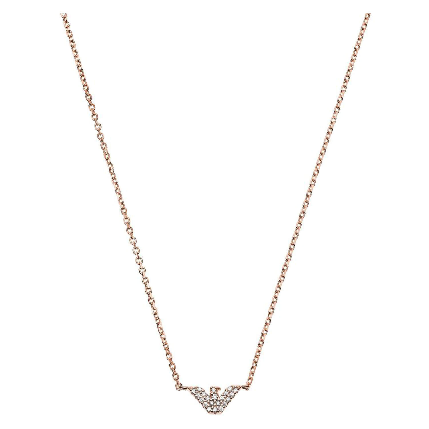 Emporio Armani Cubic Zirconia Logo Rose Gold Necklace