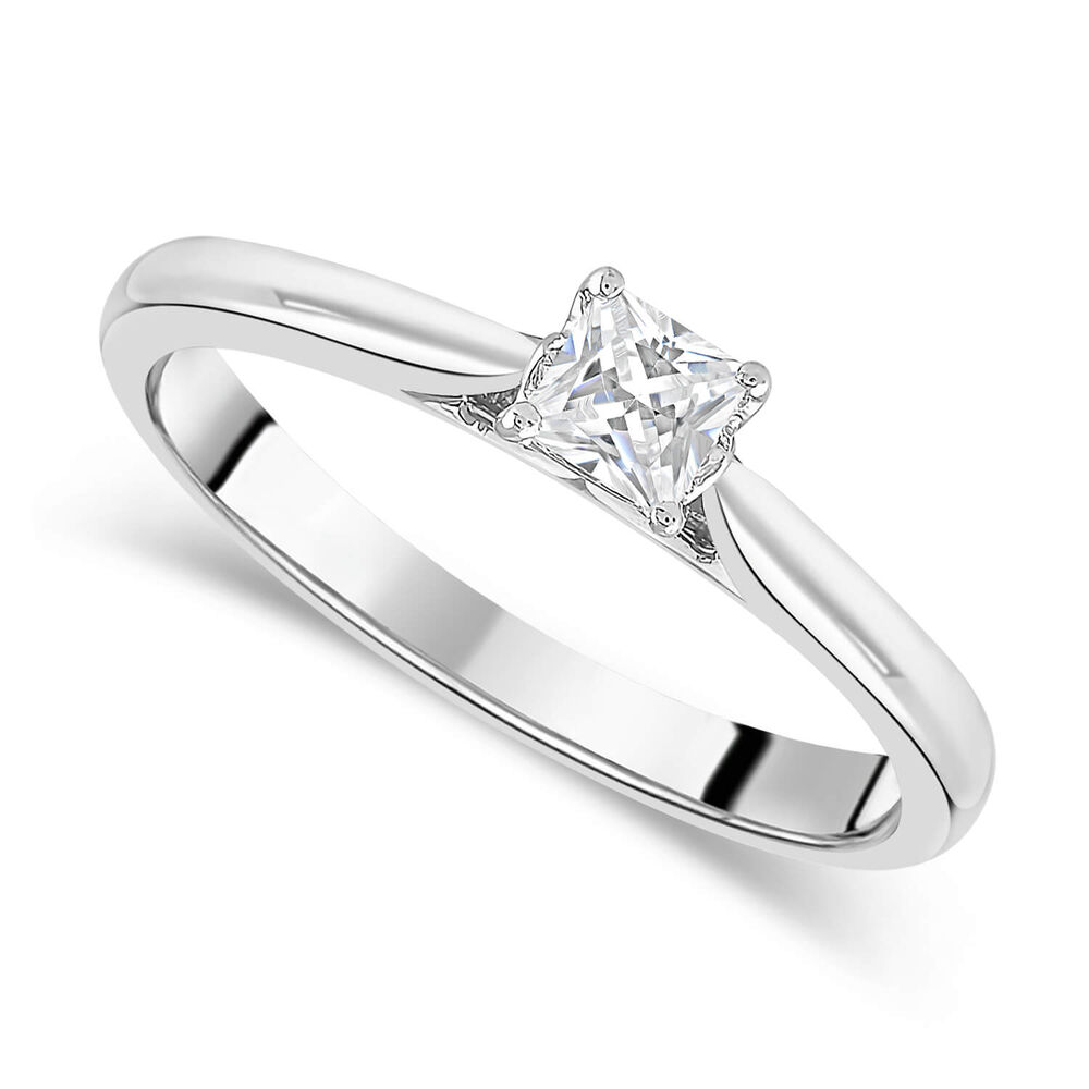 18ct White Gold 0.25ct Princess Diamond Orchid Setting Ring