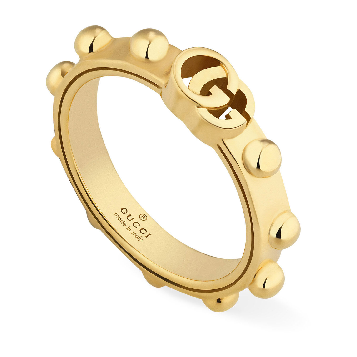 Gucci GG Running 18ct Yellow Gold Studded Band Ring