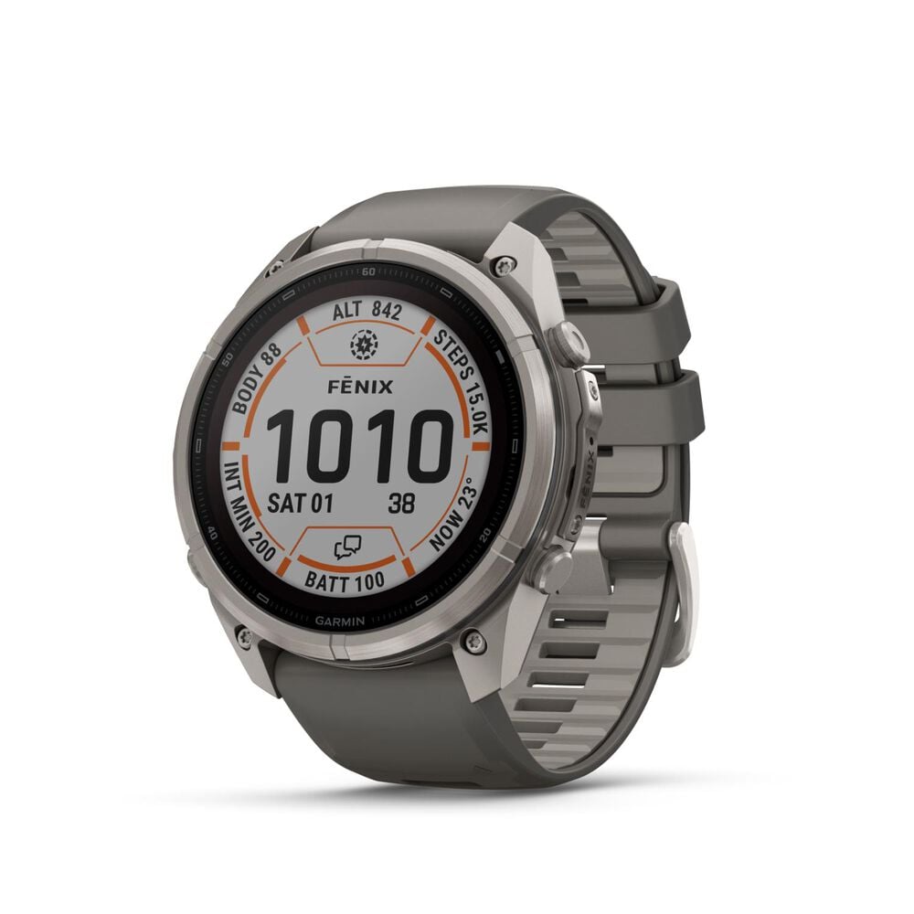 Garmin fenix 9 Pro Solar 51mm Titanium Pebble Grey Silicone Strap Watch