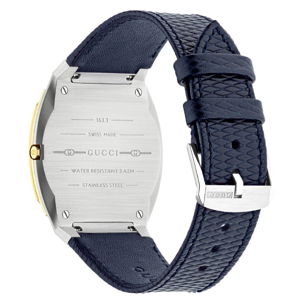 Gucci 25H Champagne Dial Yellow Gold Bezel Blue Strap Watch image number 1