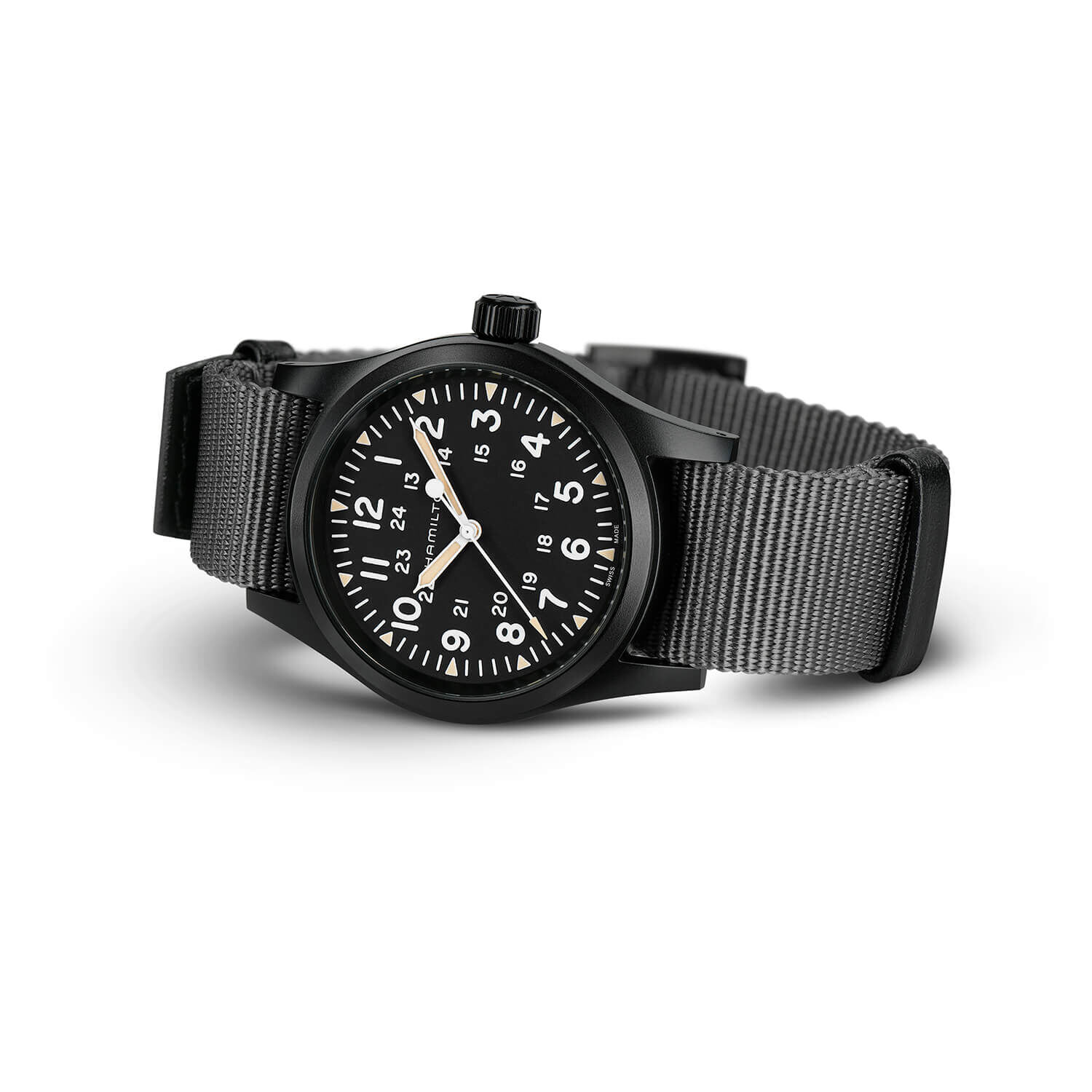 Hamilton Khaki Field 38mm Black Black Pvd Case Textile Watch at