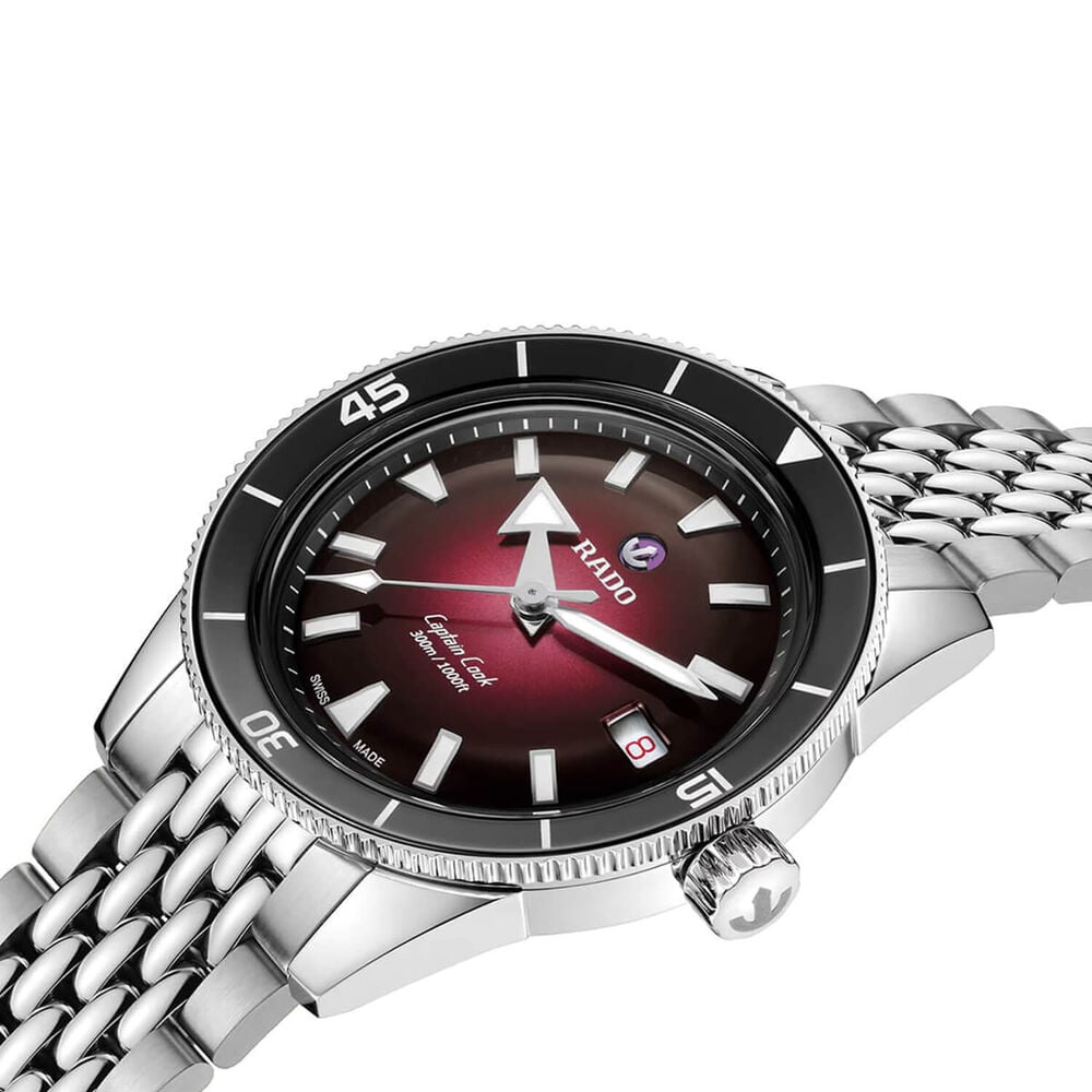 Rado Captain Cook 39mm Red Dial Stainless Steel Bracelet Watch