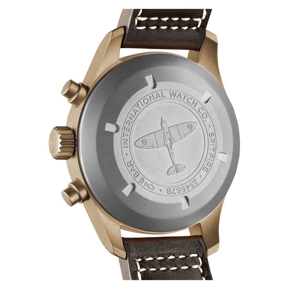 IWC Schaffhausen Pilot's Watch Chronograph Spitfire Green Dial Brown Strap Watch image number 2