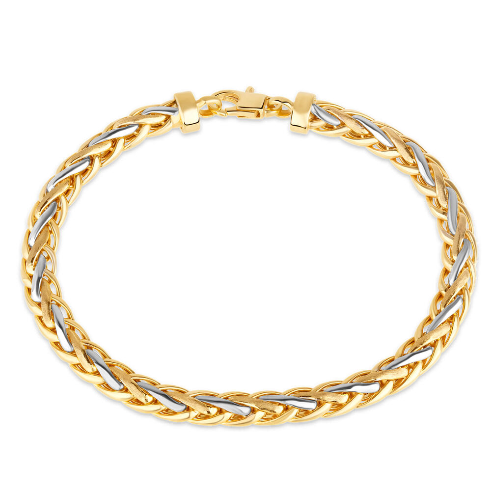 9ct Two-Tone Gold Polished Woven Bracelet