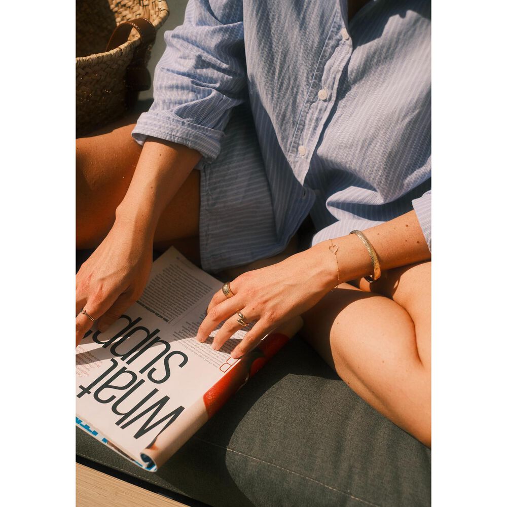 9ct Yellow Gold Diamond Cut Textured Cuff Bangle image number 12