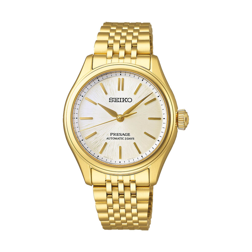 Seiko Presage Classic Series 'Shiro-iro' 36mm Gold Dial Steel Bracelet Watch
