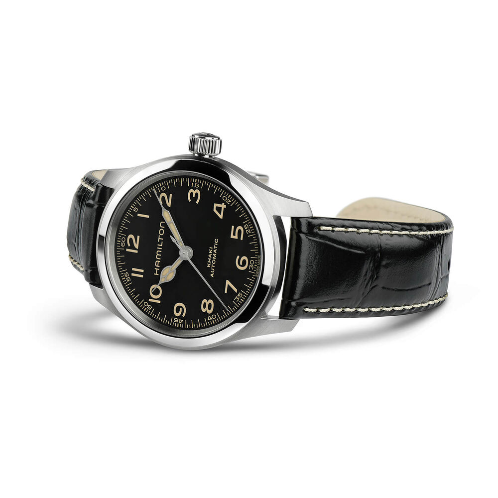 Hamilton Khaki Field "Murph" 38mm Black Dial Leather Strap Watch image number 2