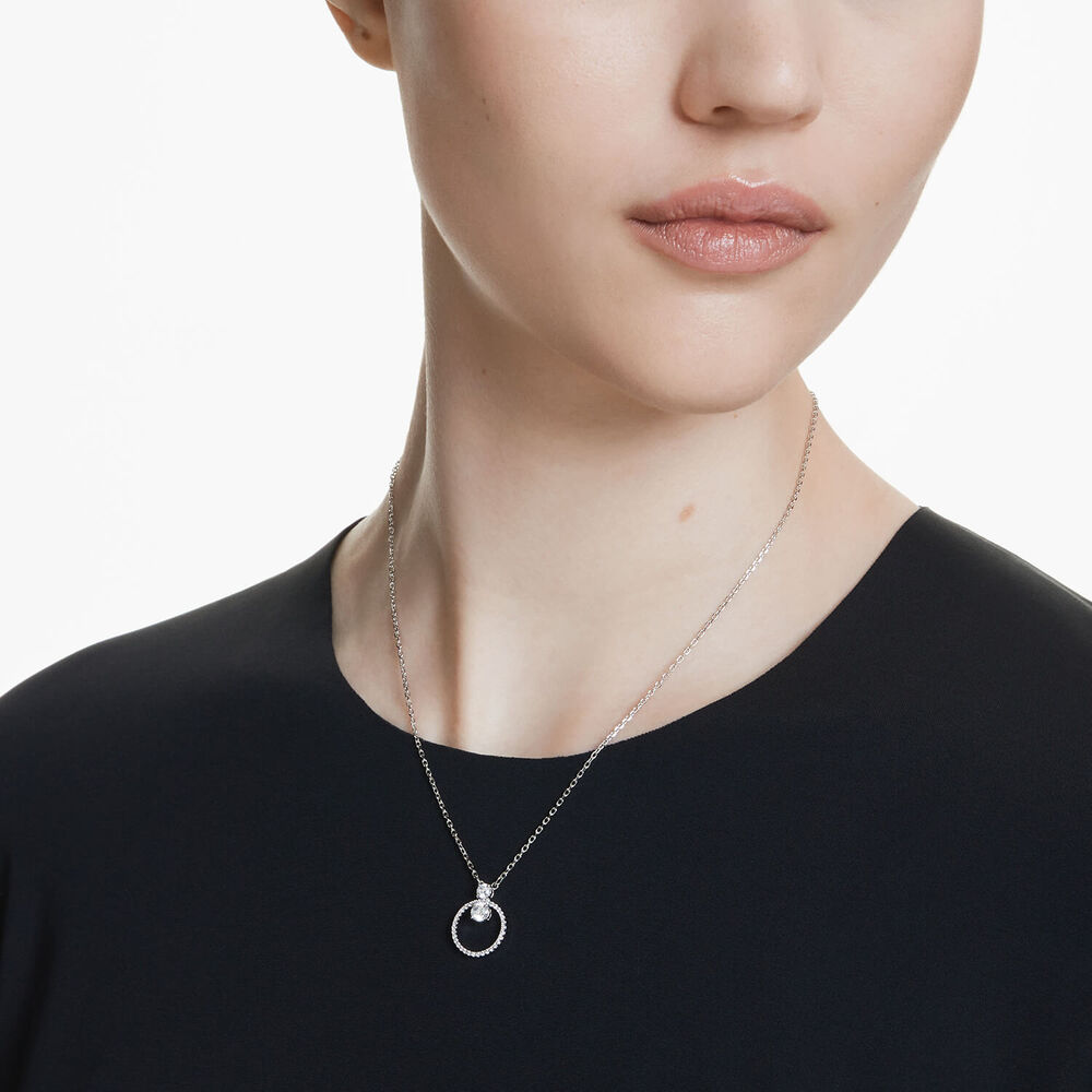 Swarovski Constella Crystals & Cubic Zirconia Rhodium Plated Circle Pendant