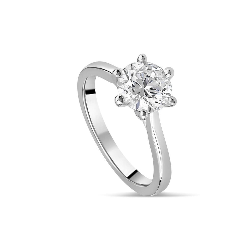 Born Platinum 1.50ct Round Lab Grown Diamond 6 Claw Set Solitaire Ring image number 0