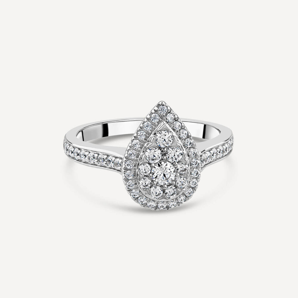 9ct White Gold 0.50ct Pear Cluster Engagement Ring