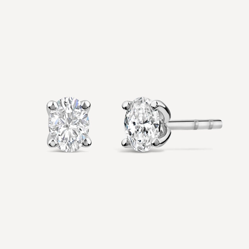 Born 9ct White Gold 0.50ct Lab Grown Oval Diamond Stud Earrings image number 1