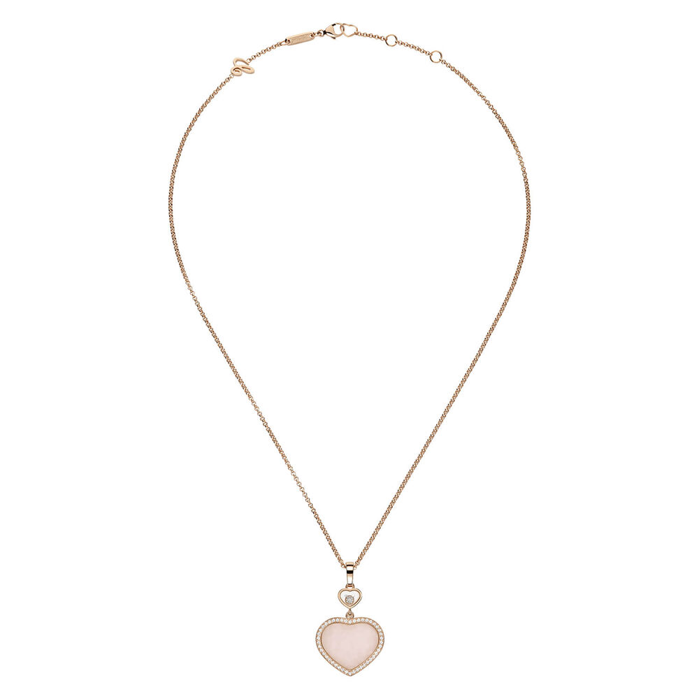 Chopard Happy Hearts 18ct Rose Gold Pink Opal 0.24ct Diamond Pendant image number 2