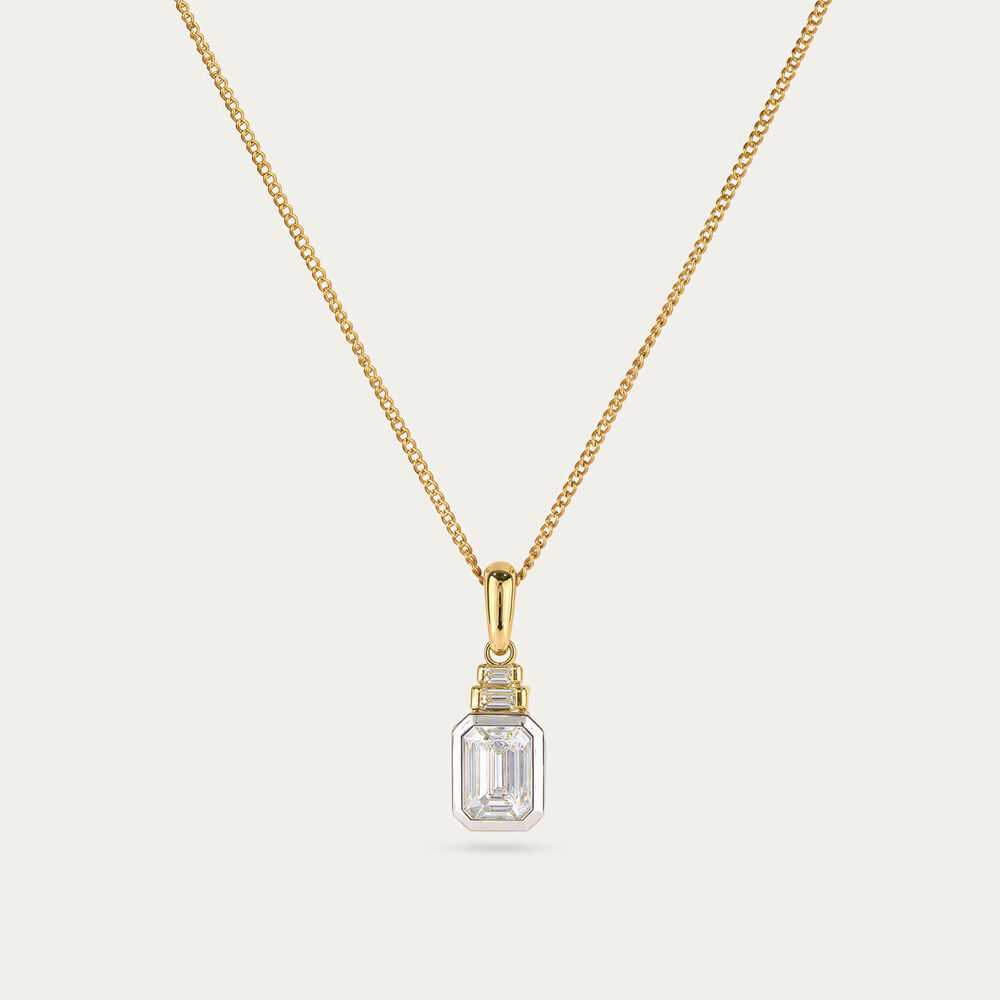 9ct Yellow & White Gold 0.75ct Lab Grown Bezel Set Diamond Pendant