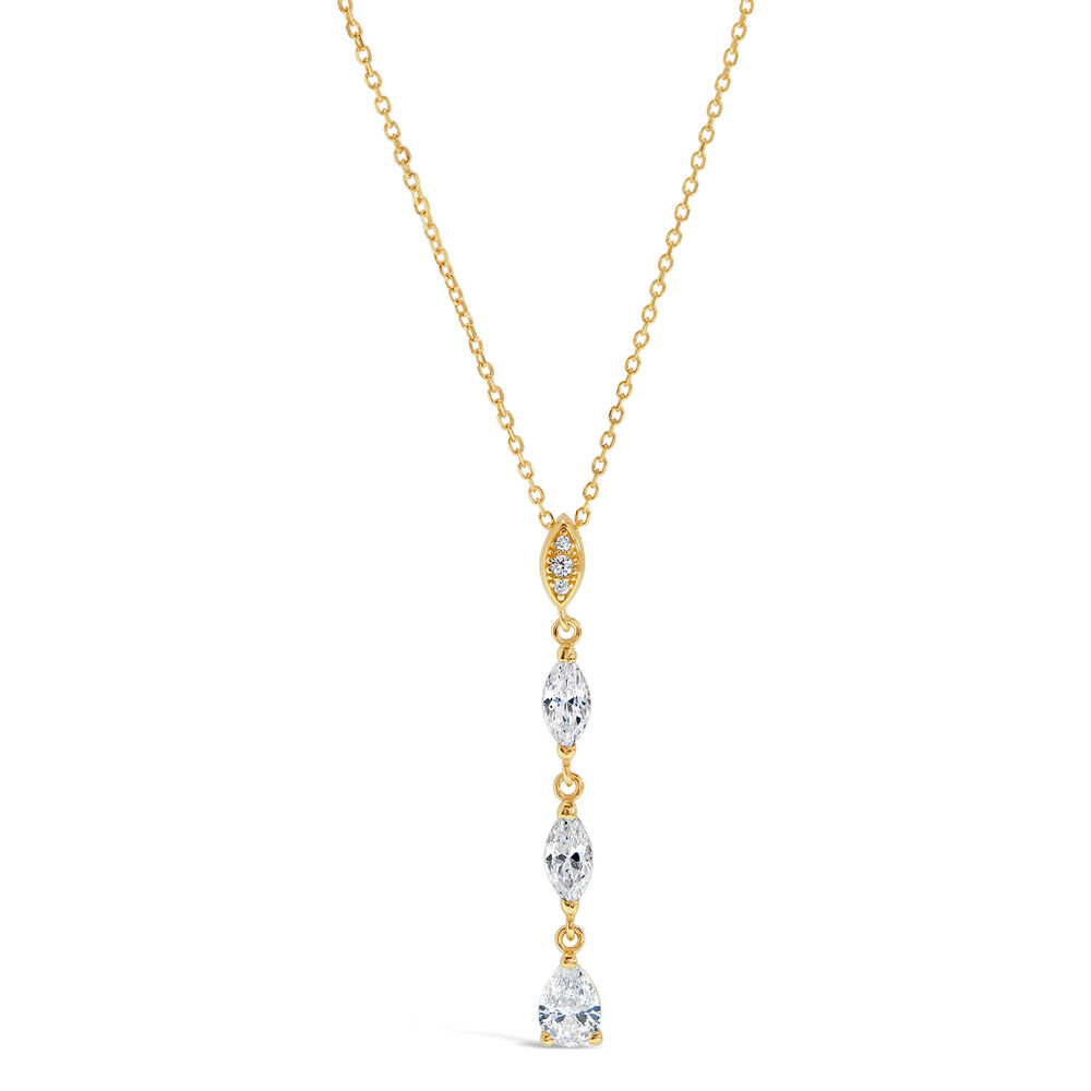 9ct Yellow Gold Cubic Zirconia Pear Drop Necklace image number 0